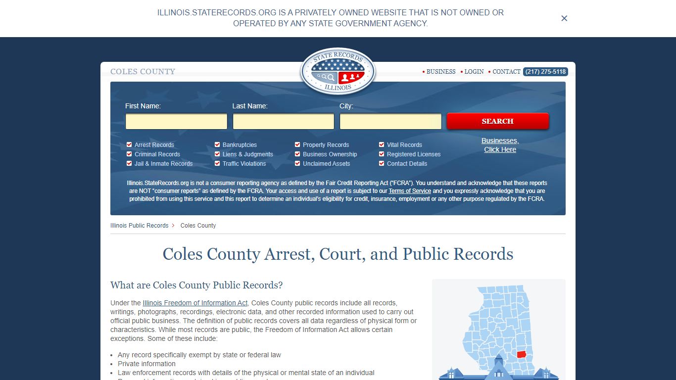 Coles County Arrest, Court, and Public Records