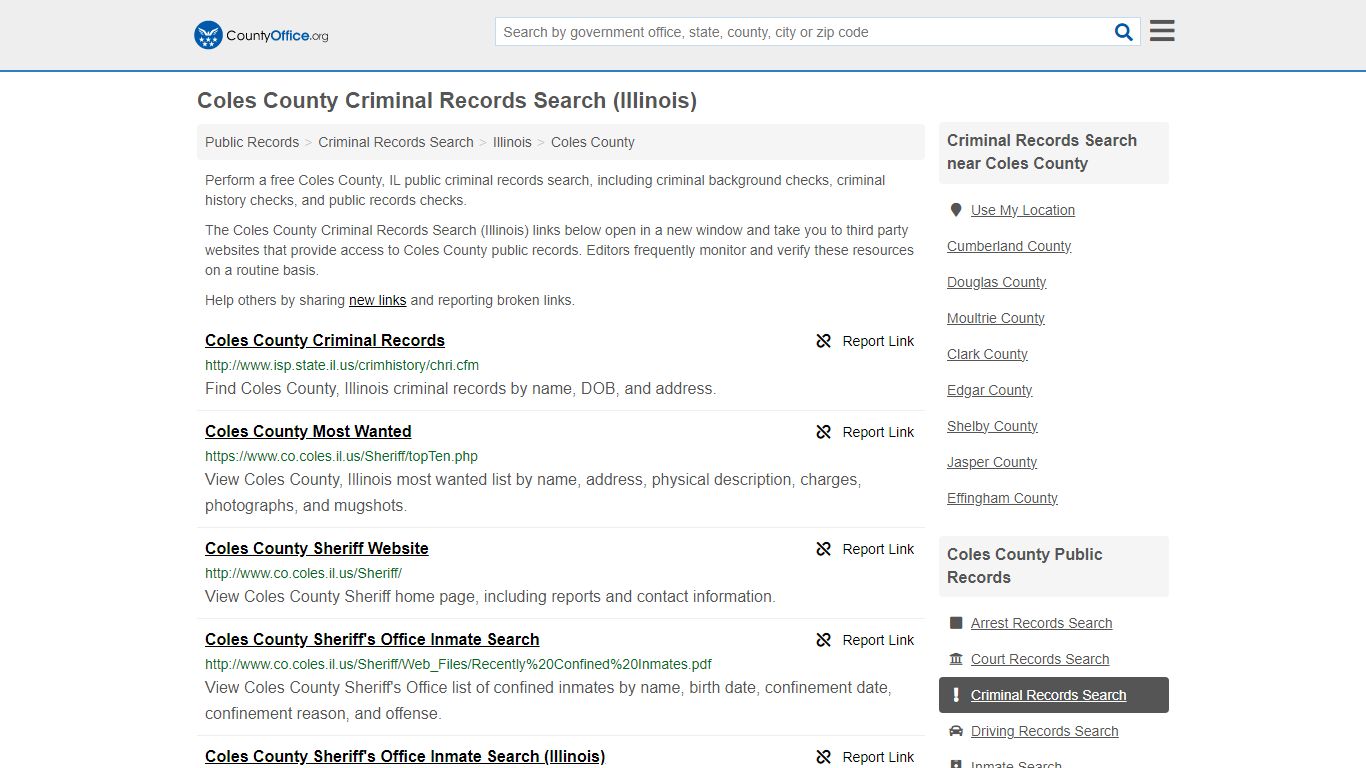 Coles County Criminal Records Search (Illinois) - County Office